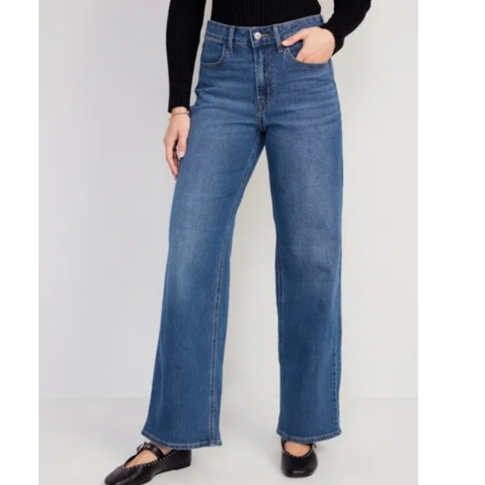 Old Navy Wow Loose Wide Leg High Rise Denim Jeans - Picture 4 of 11